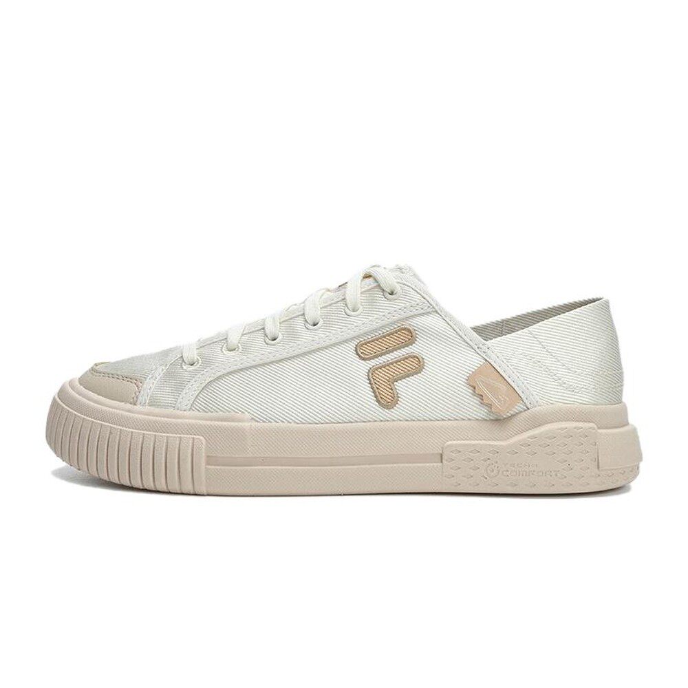 FILA FUSION 帆布鞋 女 织物 平跟 系带 圆头 防滑耐磨轻便 低帮