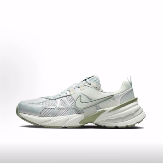 Nike V2K Run运动百搭织物防滑耐磨低帮休闲城市跑步鞋女款灰绿色