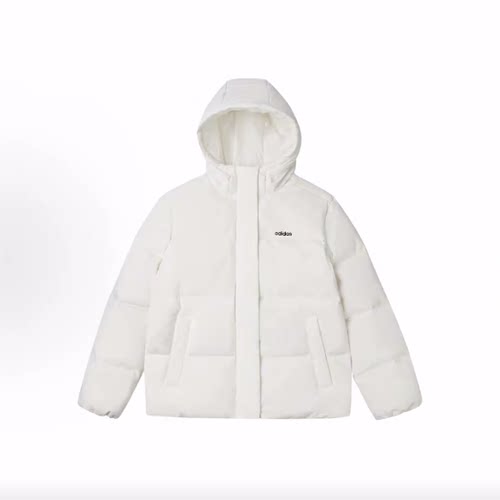 adidas 保暖运动休闲简约条纹面包羽绒服 女款