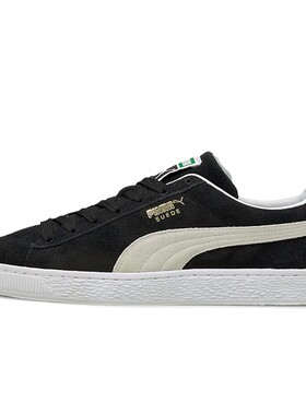 PUMA 板鞋 牛剖层革 圆头 低帮 四季通用 黑色 平跟 系带
