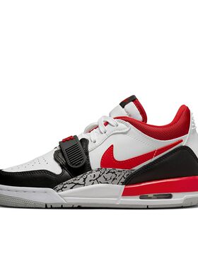 Jordan 儿童篮球鞋 皮革 防滑耐磨 圆头 系带 白色 低帮 秋夏春冬