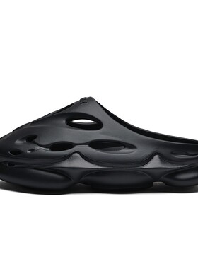 EQLZ 一字拖鞋 男女通用 黑色 平跟 春夏秋 防滑 包头 EVA