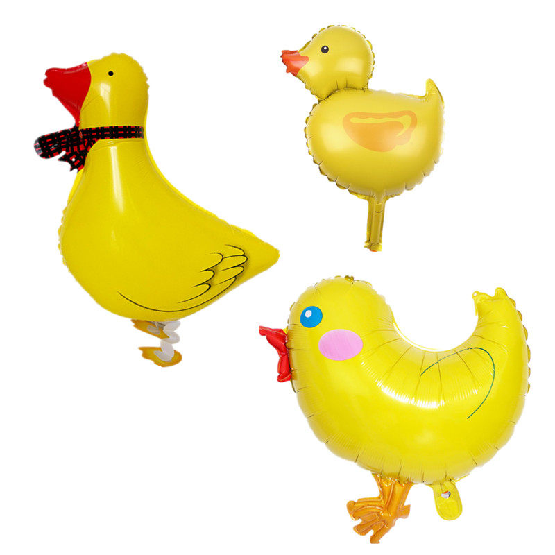 宝宝生日装饰品 卡通小黄鸡气球小黄鸭造型气球 小鸡气球小鸭气球