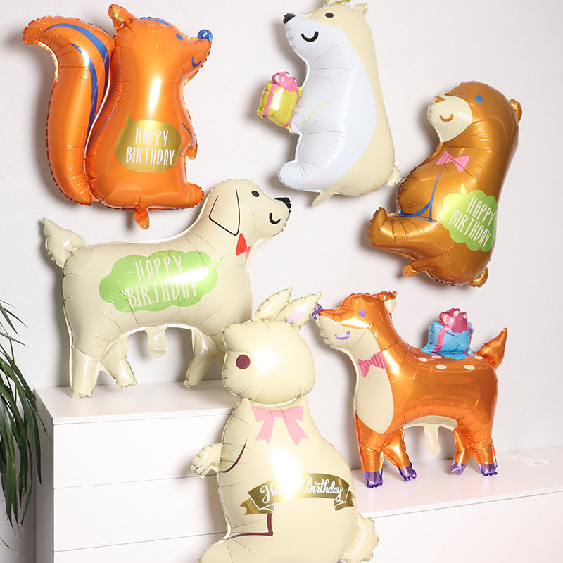 ins派对可爱动物造型气球猫咪小狗兔子仓鼠儿童生日场景布置气球