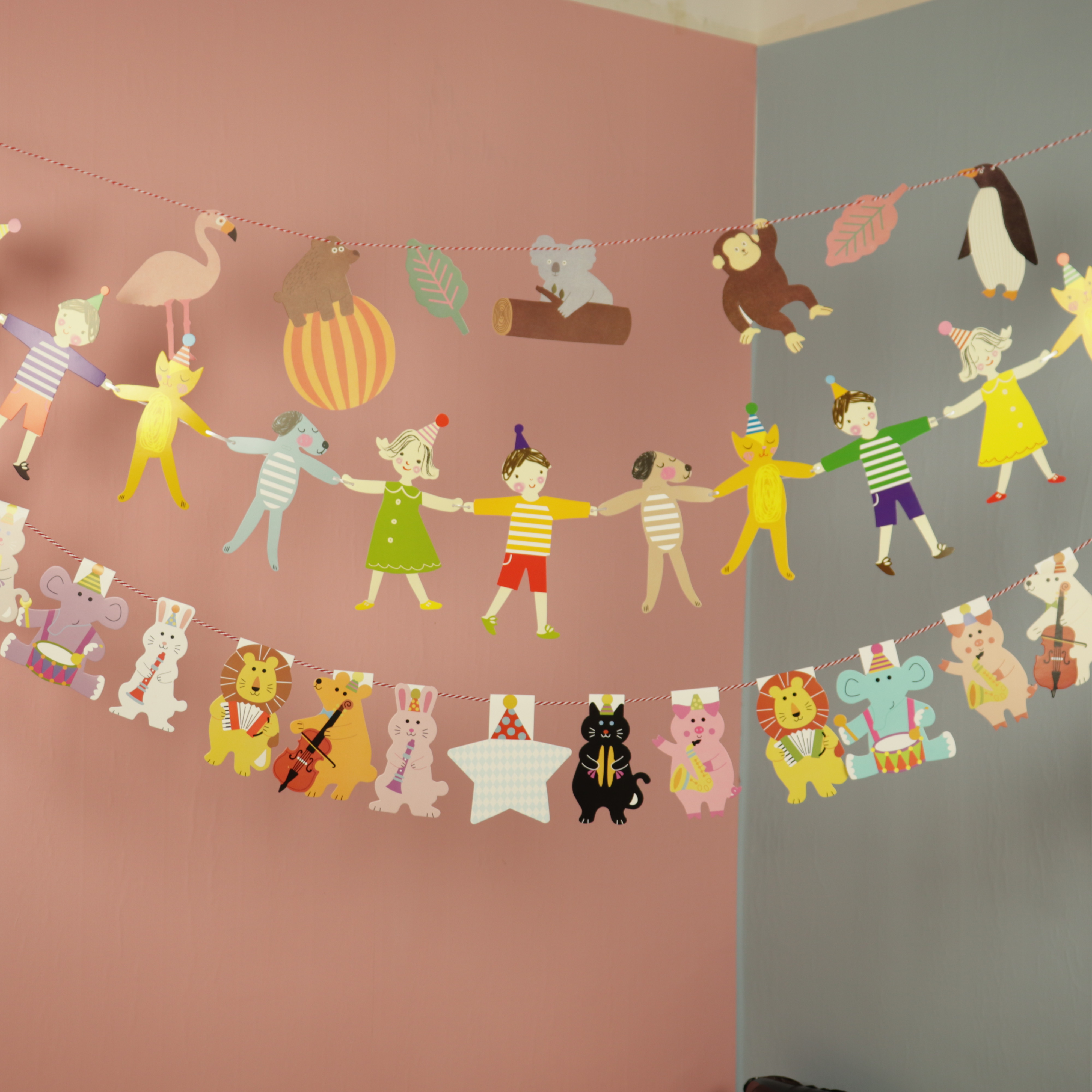 儿童生日派对布置墙拉条横幅动物