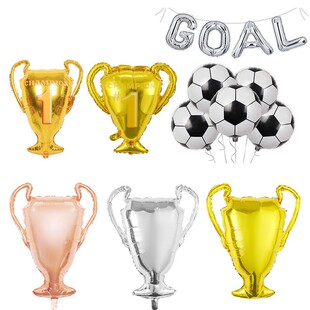 金色银色玫瑰金奖杯造型铝膜气球派对场地布置装饰活动场地气球