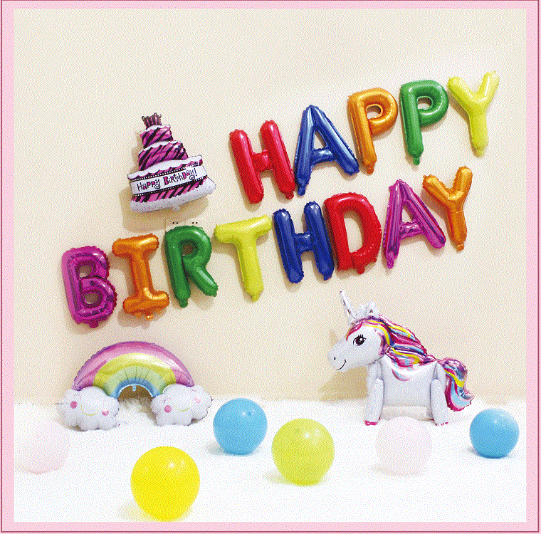 新款铝膜生日气球布置套装派对装饰铝箔气球生日快乐字母气球套餐