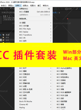 AE/PR BCC插件视觉特效转场幻影粒子Continuum Win部分汉化/Mac英