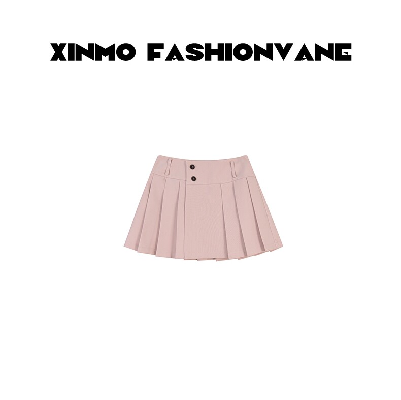 【XINMO买手店】韩系设计感短裙显瘦A字粉色百褶裙C01060506