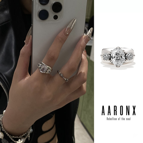 开口戒指AARONX925银高级冷淡风