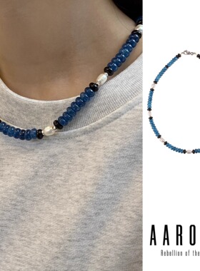 多彩高级感铜镀银青金石锁骨链