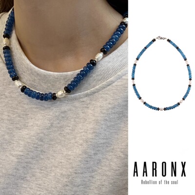 多彩高级感铜镀银青金石锁骨链