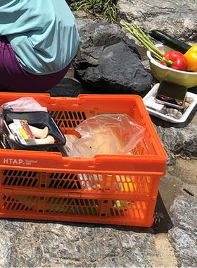 HTAP 彩色手提折叠篮 溯溪泡西瓜蔬果收纳时髦折叠篮日式户外