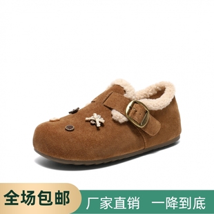 加绒棉鞋 2026新款 雪地靴E9G1DAM6 全包勃肯鞋 全麦吐司毛毛鞋