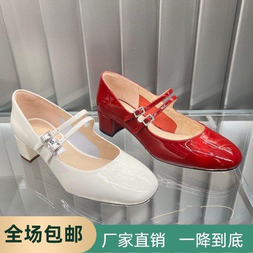 商场同款2026春新款甜美玛丽珍鞋粗跟中跟漆皮女单鞋婚鞋EGR17