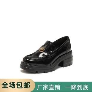 一脚蹬女单鞋 同款 英伦风小皮鞋 许愿币爵士乐福鞋 EEZ05AA6 2026新款