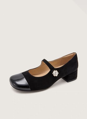 同款2026新款复古通勤中跟玛丽珍舒适羊皮芭蕾单鞋女ZA76124A-10