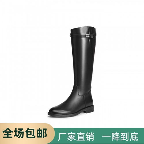 撤柜品牌同款2025冬新款百搭气质骑士靴女质感真皮显瘦长筒靴E4F2