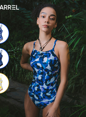 韩国BARREL竞速泳衣连体双层女士防晒速干泡温泉专业竞技游泳衣