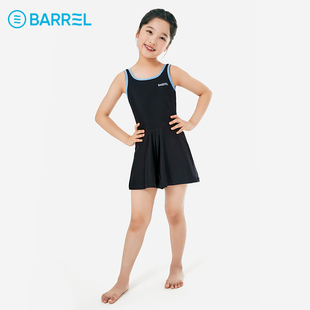 韩国BARREL 2025新款女童连体裙裤泳衣室内游泳专业竞技训练U型背
