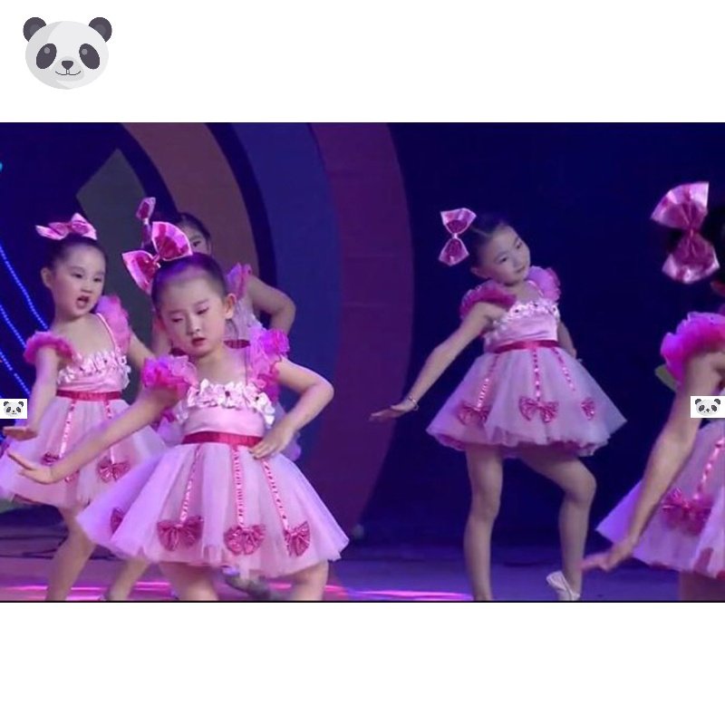 儿童舞蹈蓬蓬连衣纱裙演出服幼儿园可爱粉裙女童公主裙合唱表演服
