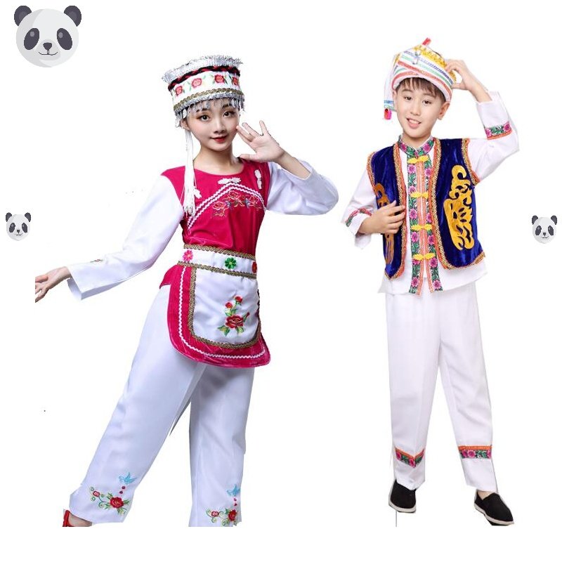 白族服装女舞蹈服云南大理成人绣花民族风男儿童少数民族衣服新款