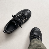 TBOF 男增高休闲皮鞋 跨界融合 头层牛皮圆头系带登山运动德比鞋