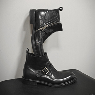 TBOF【夯货】重工水洗马皮 布雷克手缝固特异 真皮大底 工程师靴