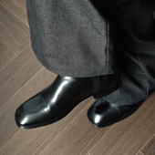 TBOF 高知感首选 方头高帮切尔西靴男亮面牛皮复古侧拉链短靴子