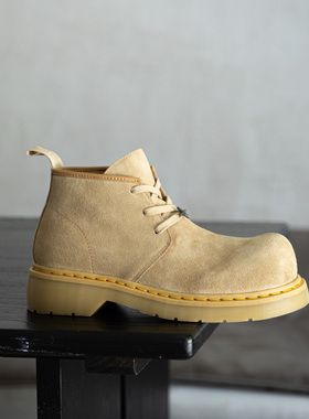 TBOF【星芒德比鞋D005】固特异~牛皮高帮厚底马丁靴男米奇大黄靴