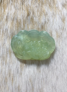 新拍卖捡漏天然岫玉冰种飘花如意锁吊坠玉佩男女款挂件项链荷花锁