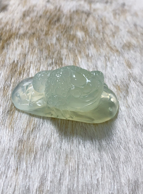 新白冰金蟾吊坠岫玉金蟾手牌diy手链高冰3d立体雕刻男女礼物饰品