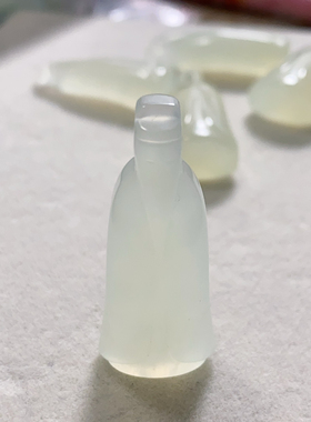 新岫玉翁仲吊坠项链中式项链冰透锁骨链毛衣链中式项链国风汉服配