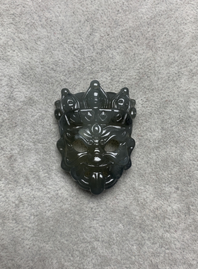 新天然岫玉扎基拉姆面具吊坠女财神招财藏族文化平安饰品雕刻玉石