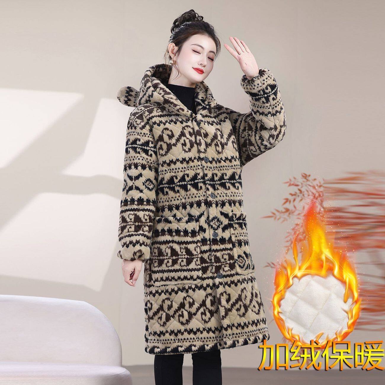 特别洋气好看的罩衣冬季加绒加厚保暖围裙四川省年轻款省服家居服
