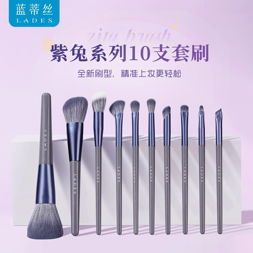 蓝蒂丝10支紫兔化妆套刷