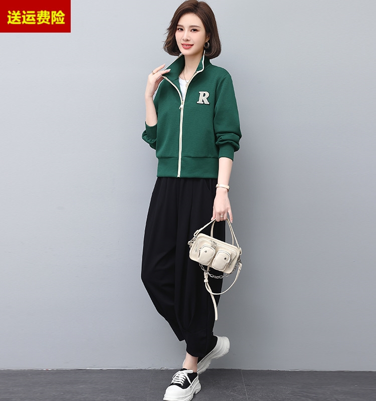 妈妈春秋运动服套装女2023秋季新款中老年卫衣外套时尚洋气两件套