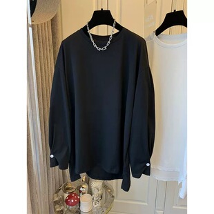 T恤打底衫 棉长袖 女韩版 圆领纯色中长款 女 深圳南油货 短袖 韩版