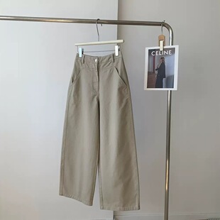 棉质宽松显瘦休闲裤 深圳南油货 女韩版 高腰阔腿长裤 女 日杂风