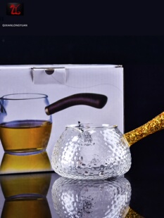 耐热防烫高硼硅玻璃金箔公道杯分茶器功夫茶具锤目纹公杯