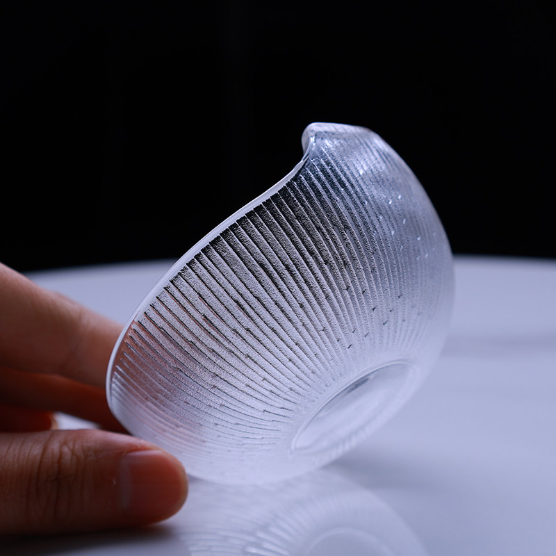 水晶玻璃套装沙拉碗五客竖条纹双桥耳透明食品级进口水果盘