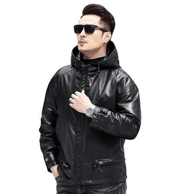 头层牛皮可拆卸羽绒内胆皮衣夹克