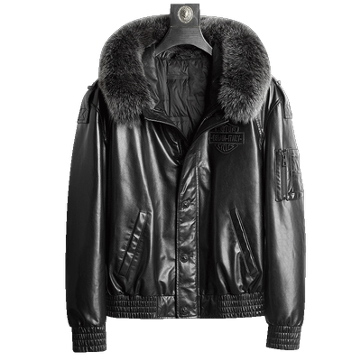 头层高档山羊皮狐狸毛领皮羽绒服