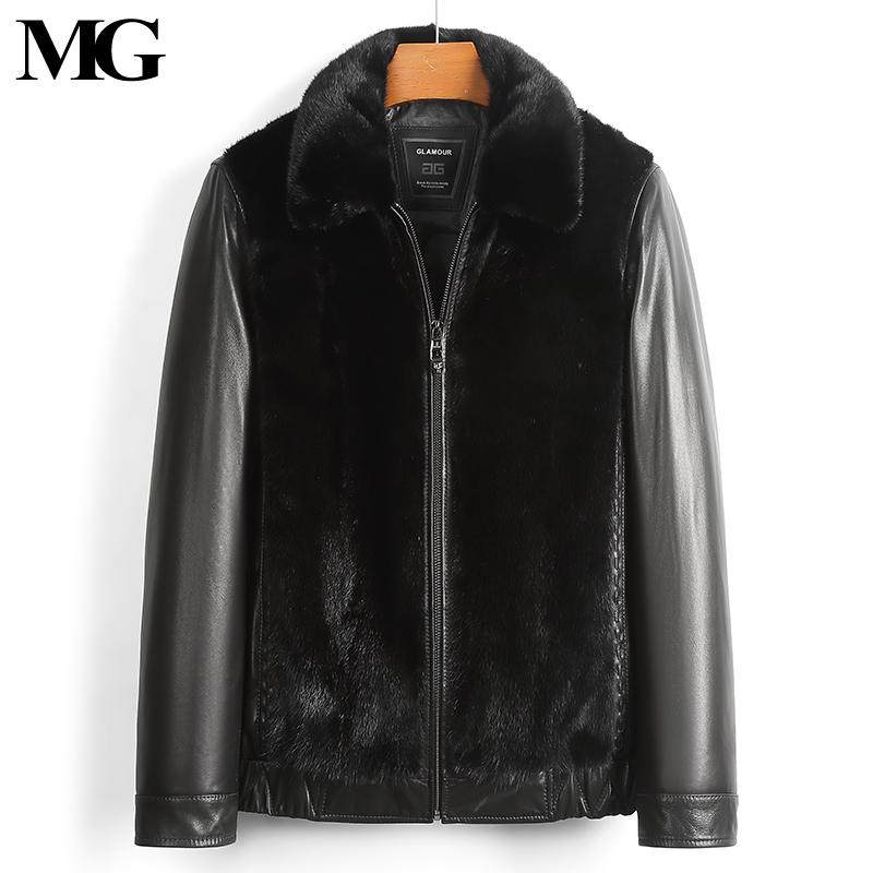 男士真皮皮衣水貂皮草短款夹克