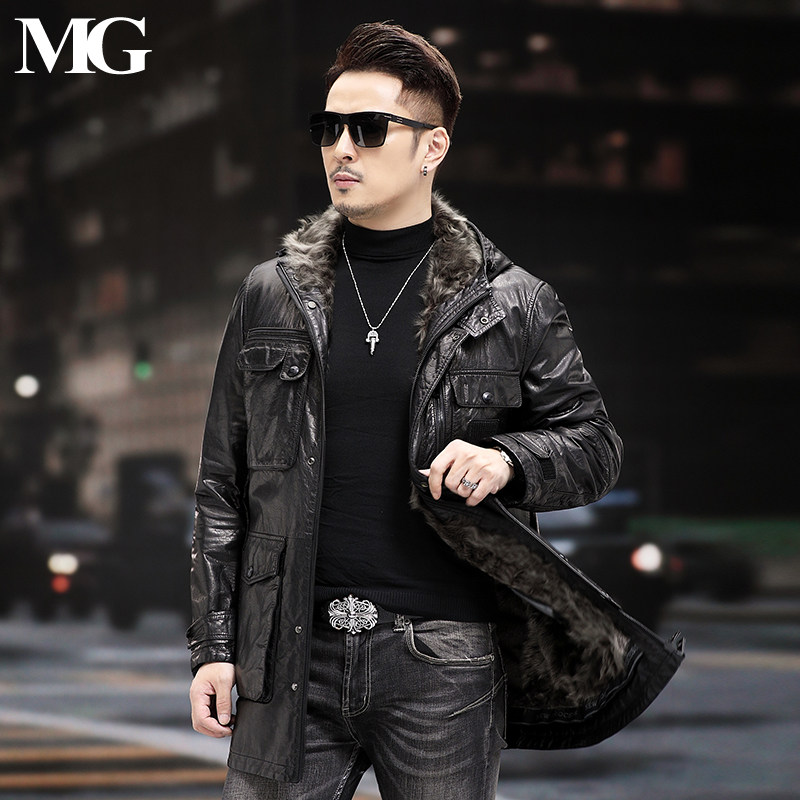 羊皮毛一体内胆兔毛袖子真皮外套