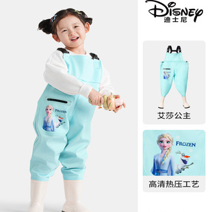 迪士尼儿童玩水连体衣女童艾莎公主背带裤elsa防水裤便捷涉水裤子