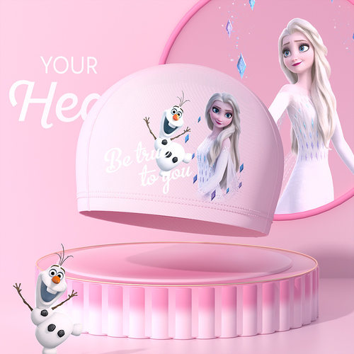 冰雪奇缘儿童布泳帽女孩夏季游泳帽子elsa布帽子速干爱莎游泳装备