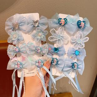 冰雪奇缘儿童发夹女童头饰品艾莎公主bb发卡子elsa蝴蝶结发卡顶夹