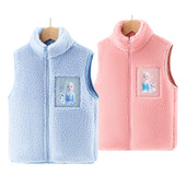爱莎公主儿童马甲秋冬女童背心迪士尼舒棉绒马甲冰雪奇缘外穿坎肩