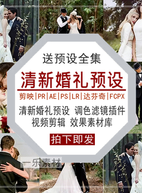 清新婚礼预设PR调色PS滤镜LR剪映FCPX达芬奇LUT插件剪辑视频素材